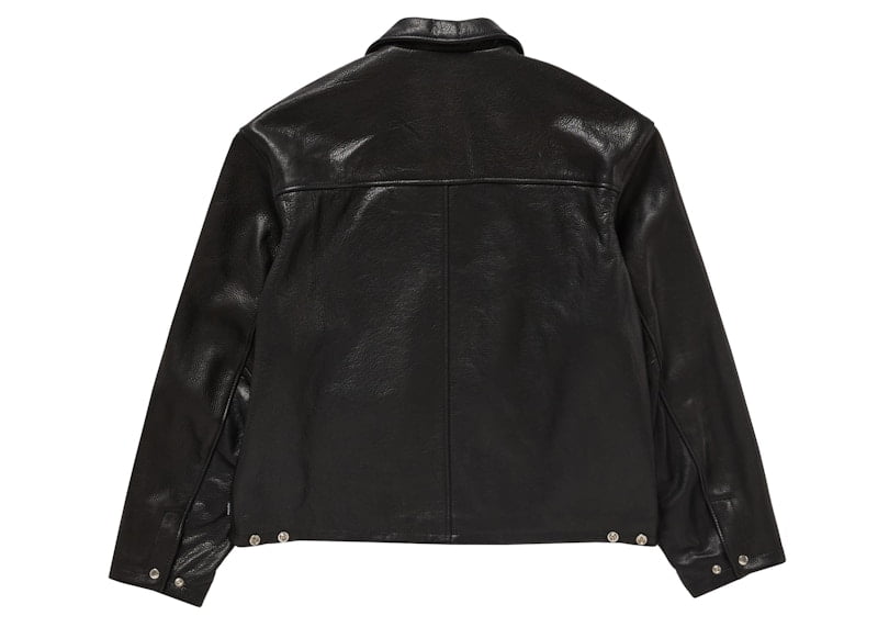 Supreme Men's Schott Leather Racer Jacket (FW24) Black, from