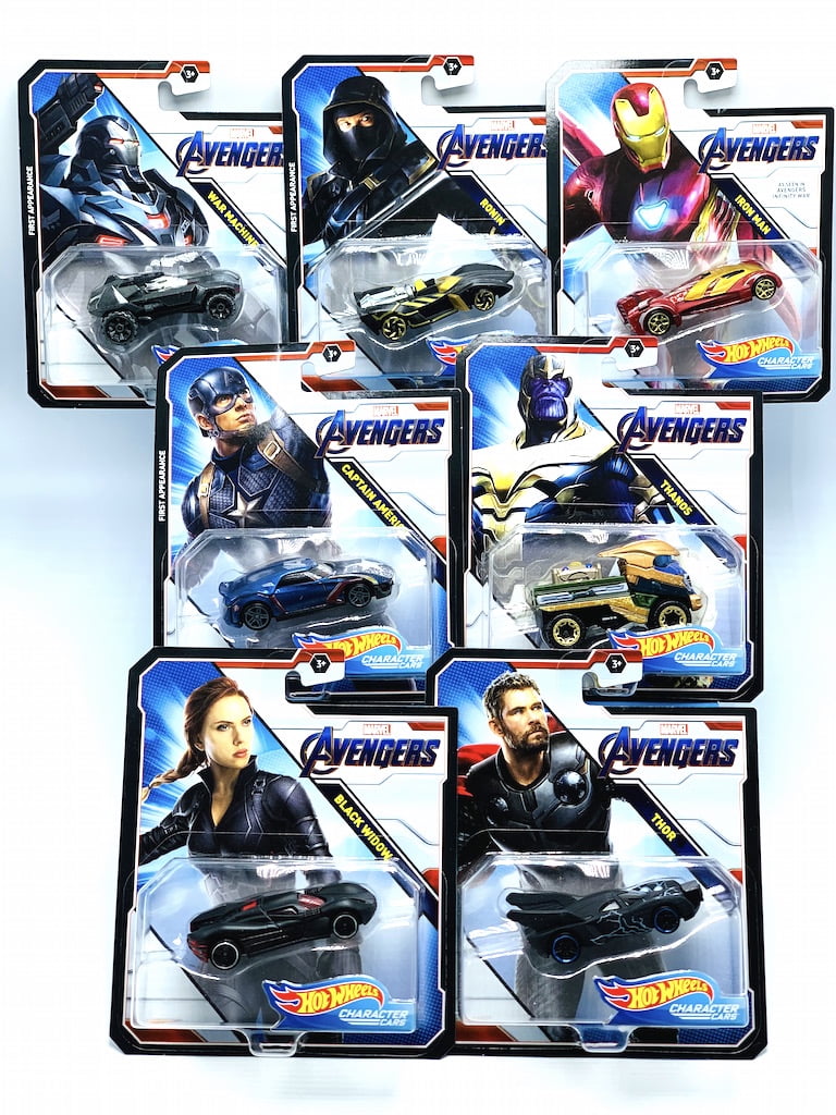 Hot Wheels AVENGERS Set of 7 Diecast Character Cars Captain