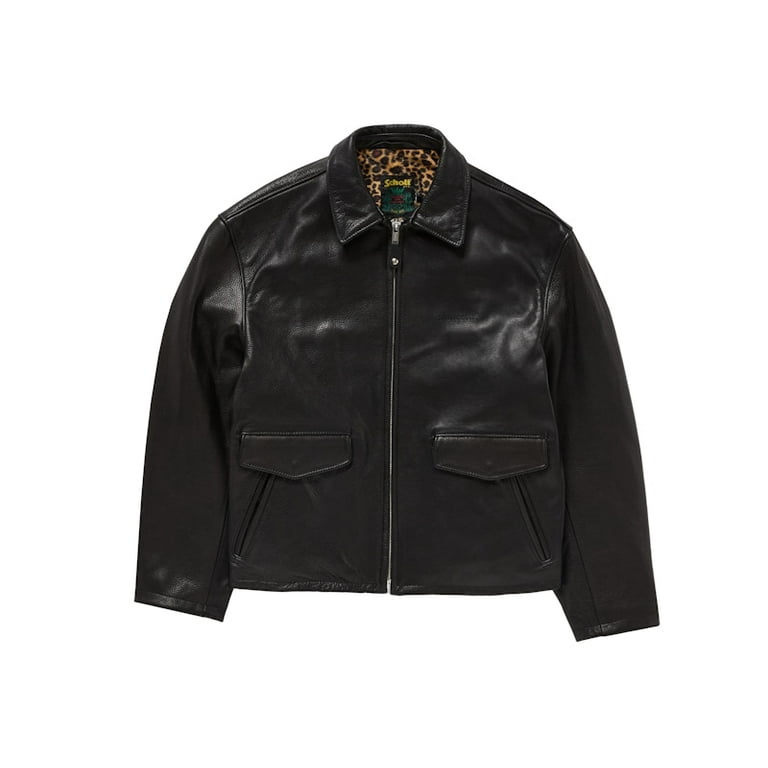Supreme Men's Schott Leather Racer Jacket (FW24) Black, from