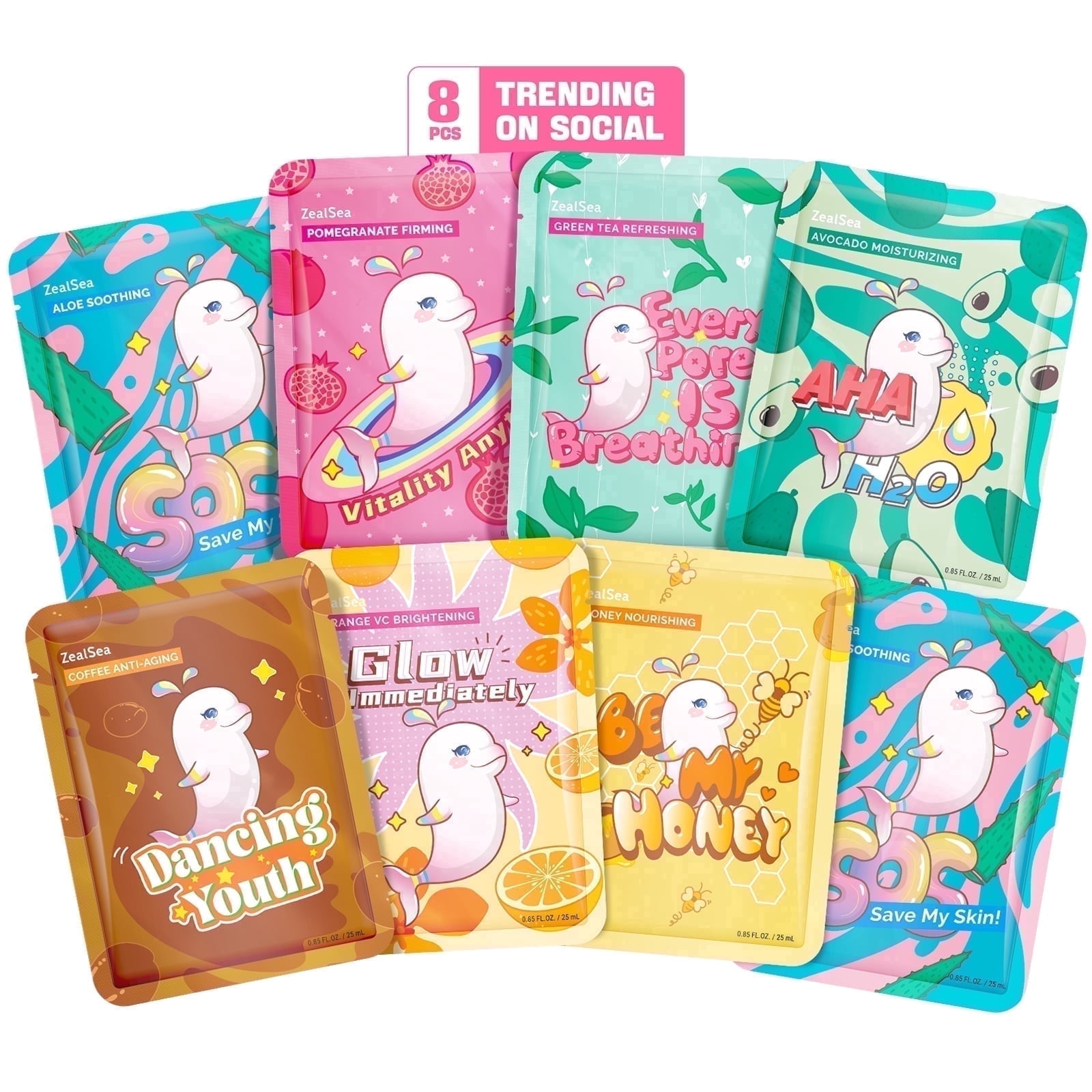 ZealSea 7 Pack Face Mask Gift Set, Hydrating Aloe, Vegan, Skin