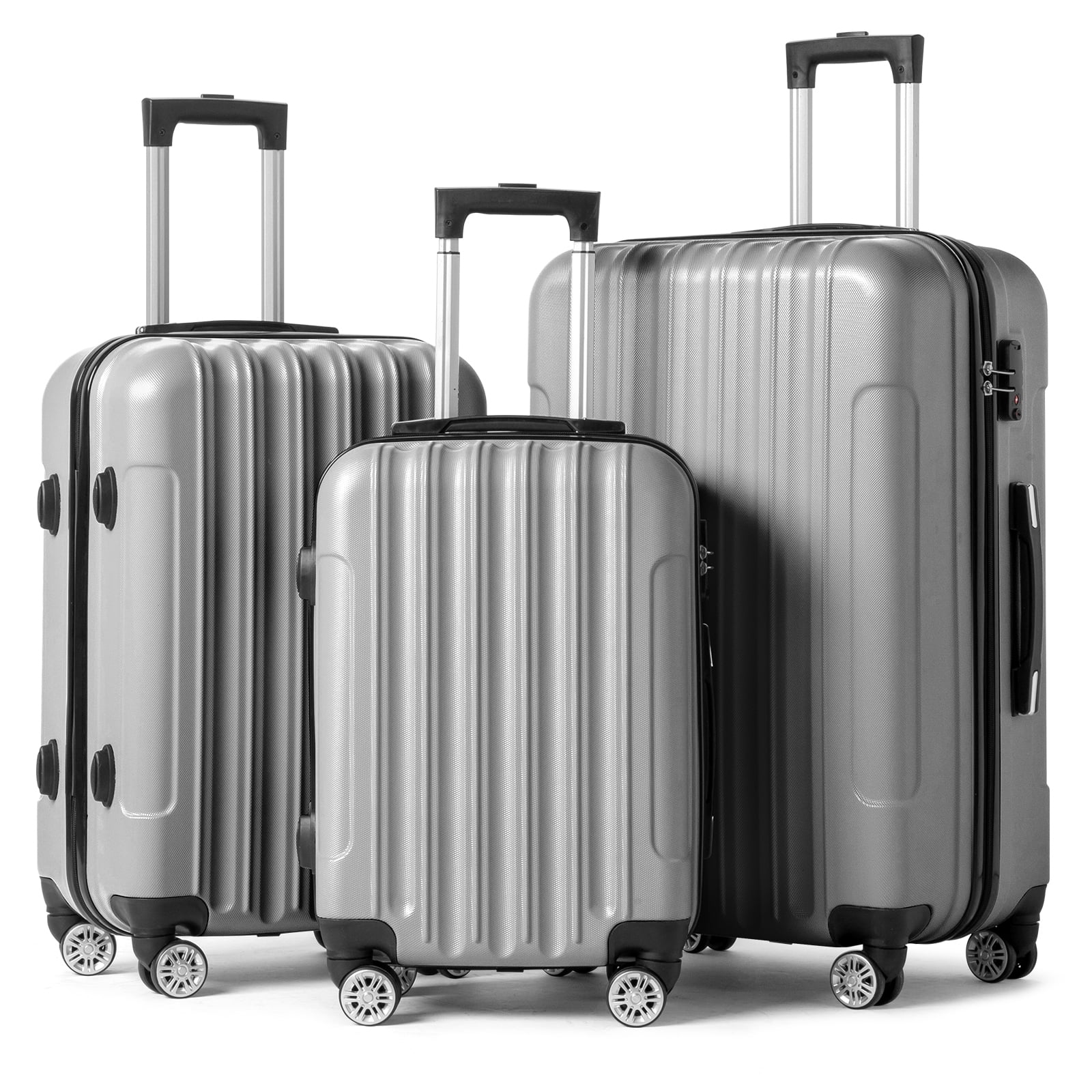 Zimtown 3 Piece Hardshell Spinner Luggage Set, TSA Lock
