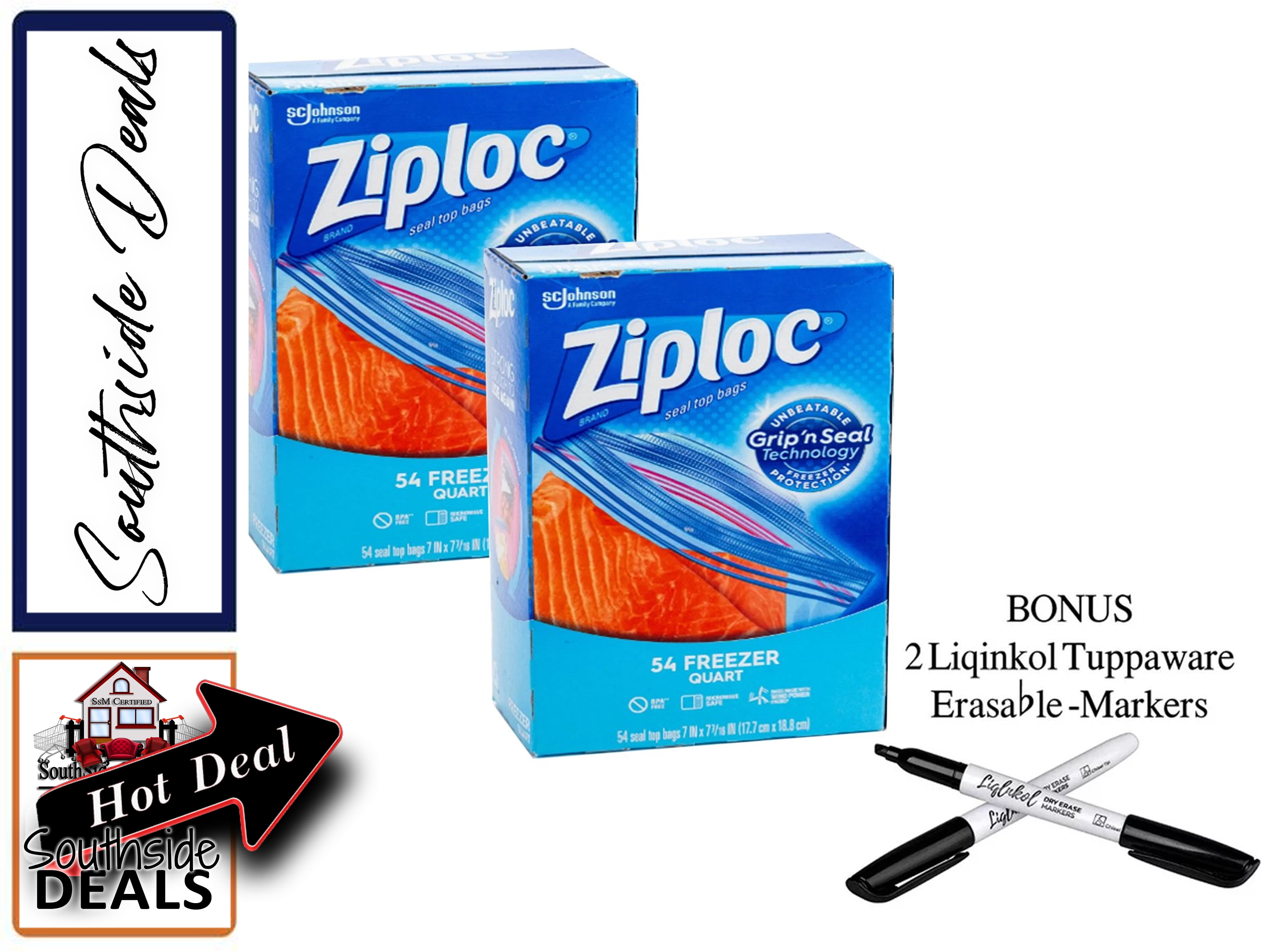Ziploc 54-Count Quart Grip N' Seal Freezer Storage Bags (Packaging