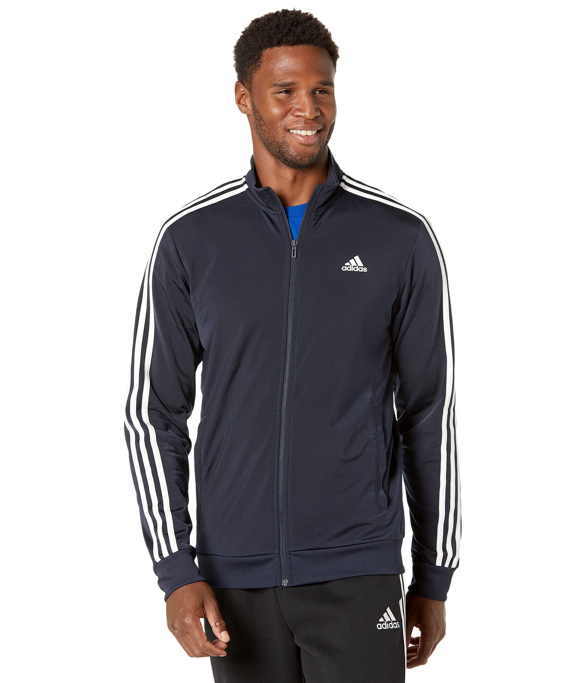 adidas Essentials 3-Stripes Tricot Track Jacket (Mens, Legend Ink