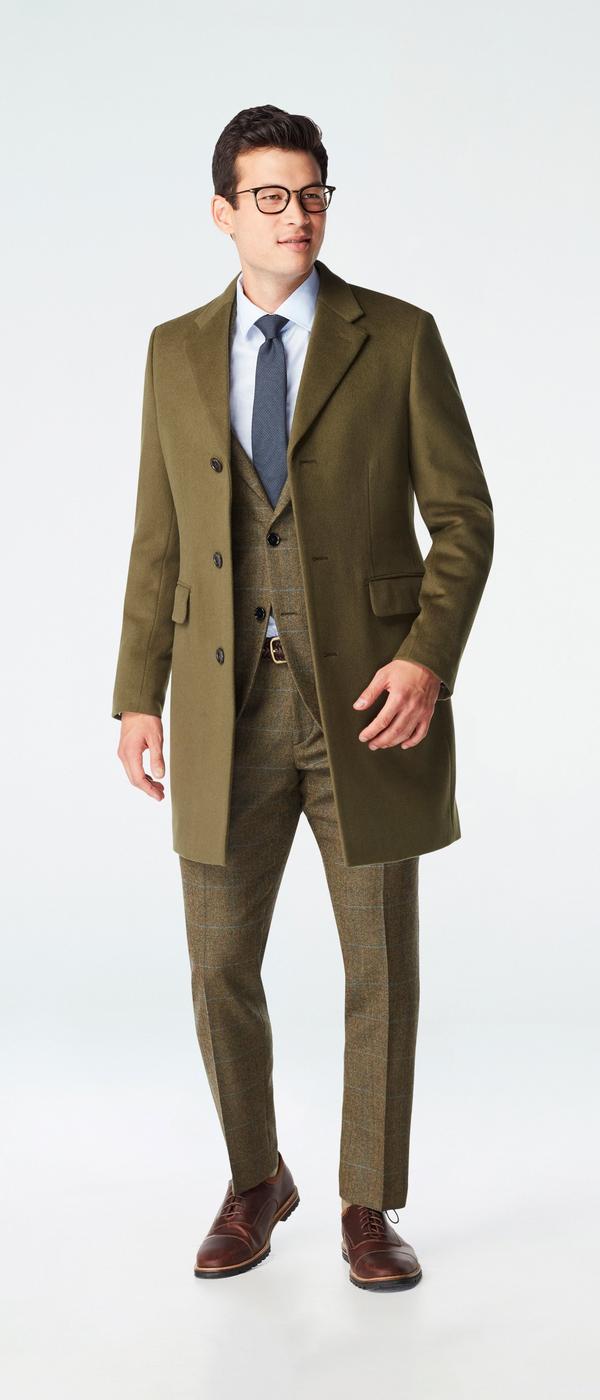 Men's Custom Overcoats - Heartford Quilted Olive Overcoat | INDOCHINO