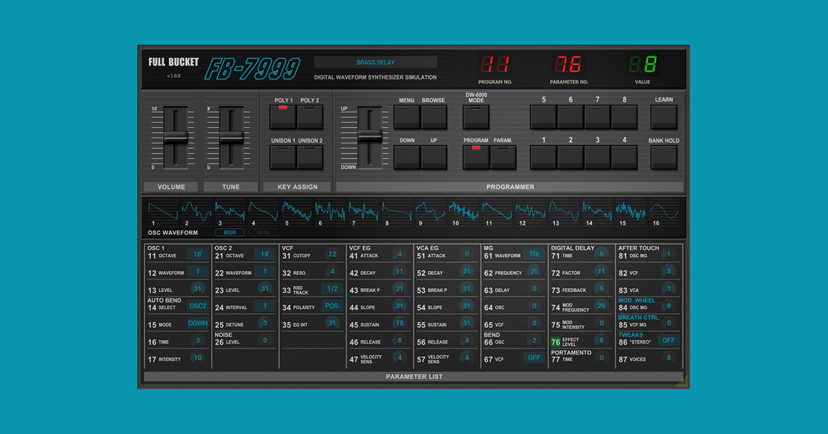 コルグ製'80sシンセの名機、DW-6000／DW-8000を再現したソフト音源