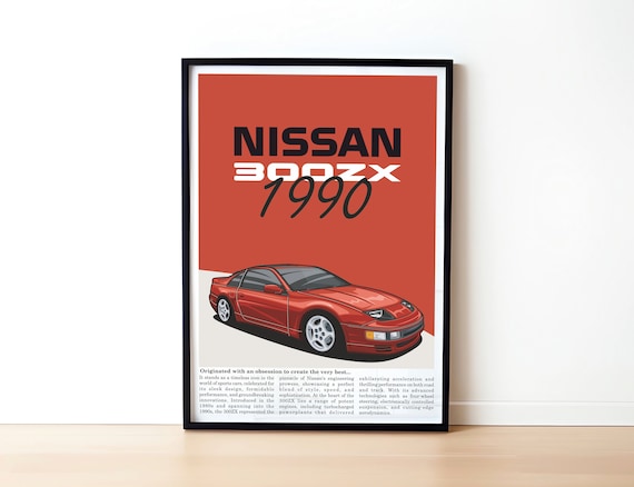 Nissan 300ZX Illustrated Car Poster: JDM Enthusiast Art (digital