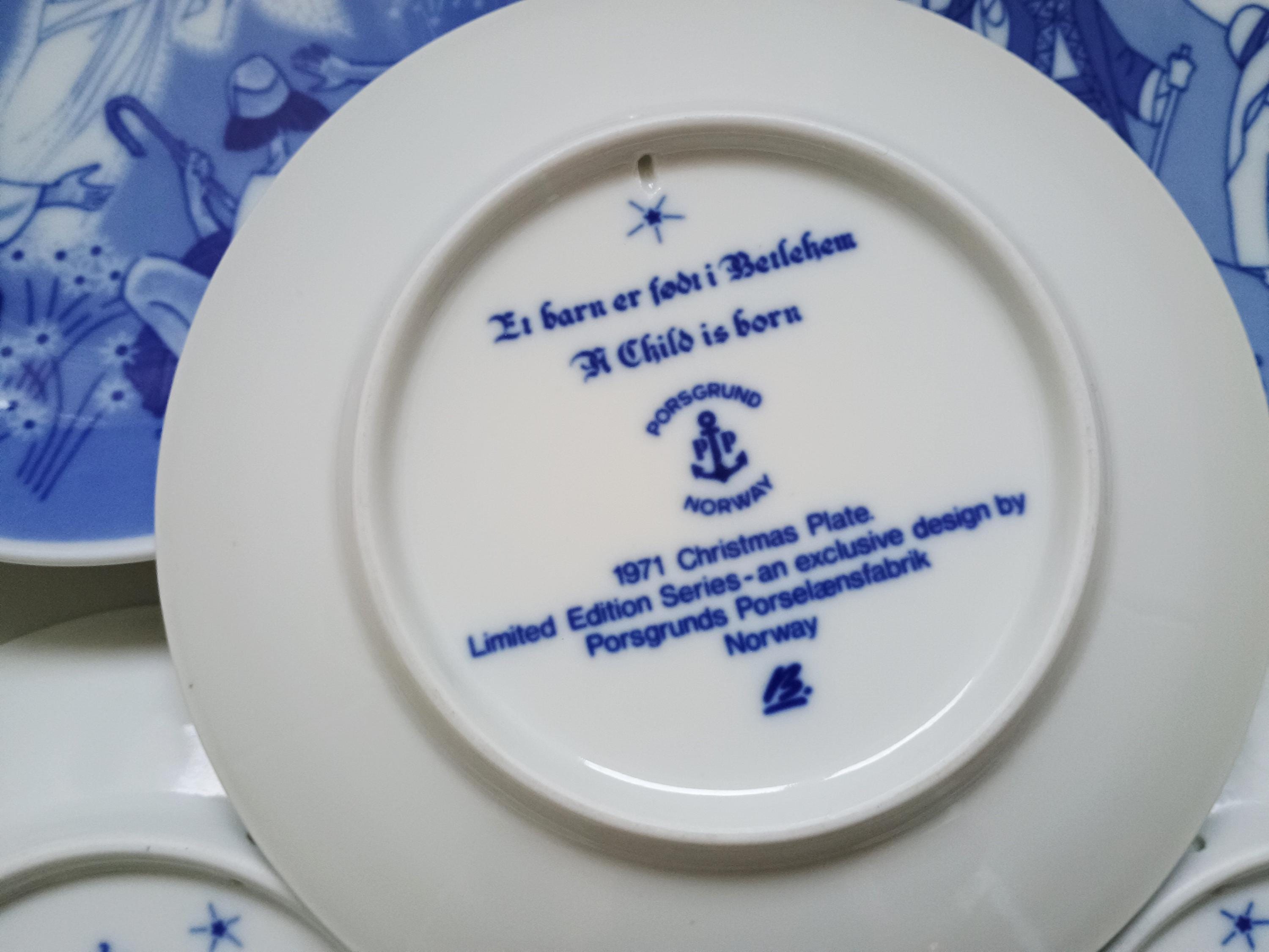 Vintage Porsgrund Norway Christmas Plate: Limited Edition 1970