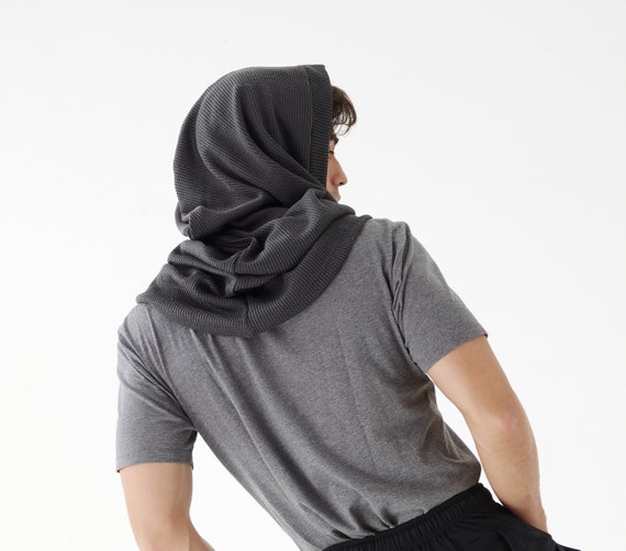 NO.97 Men's Hoodie Scarf, Hooded Cowl Buttons, Hooded Neck Warmer