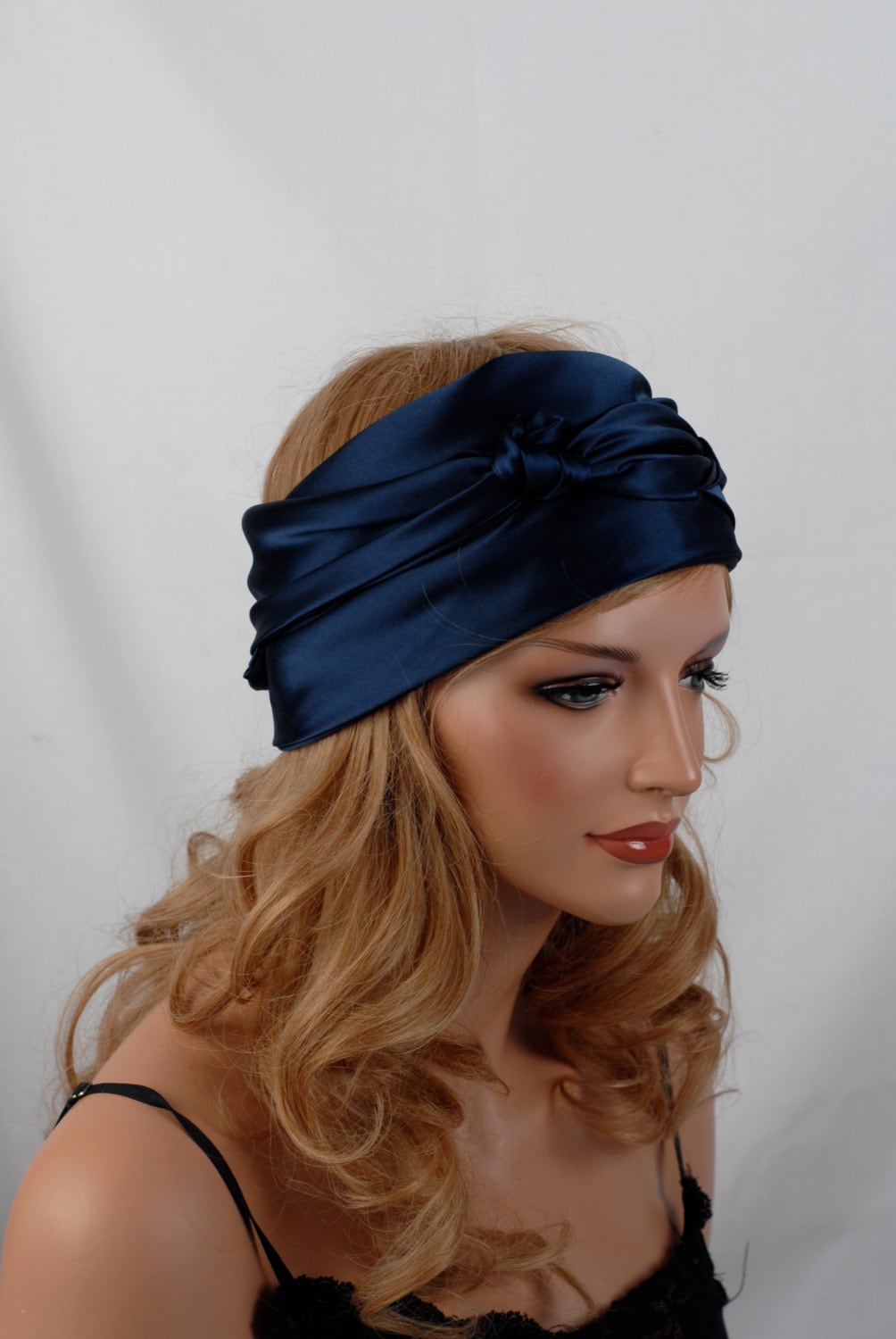 Silk Scarf, Sleep or Bandana Scarf Sizes, Navy Mulberry Silk