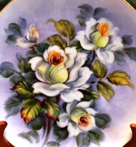 Vintage Lefton China Hand Painted Lavendar Blue With White Rose