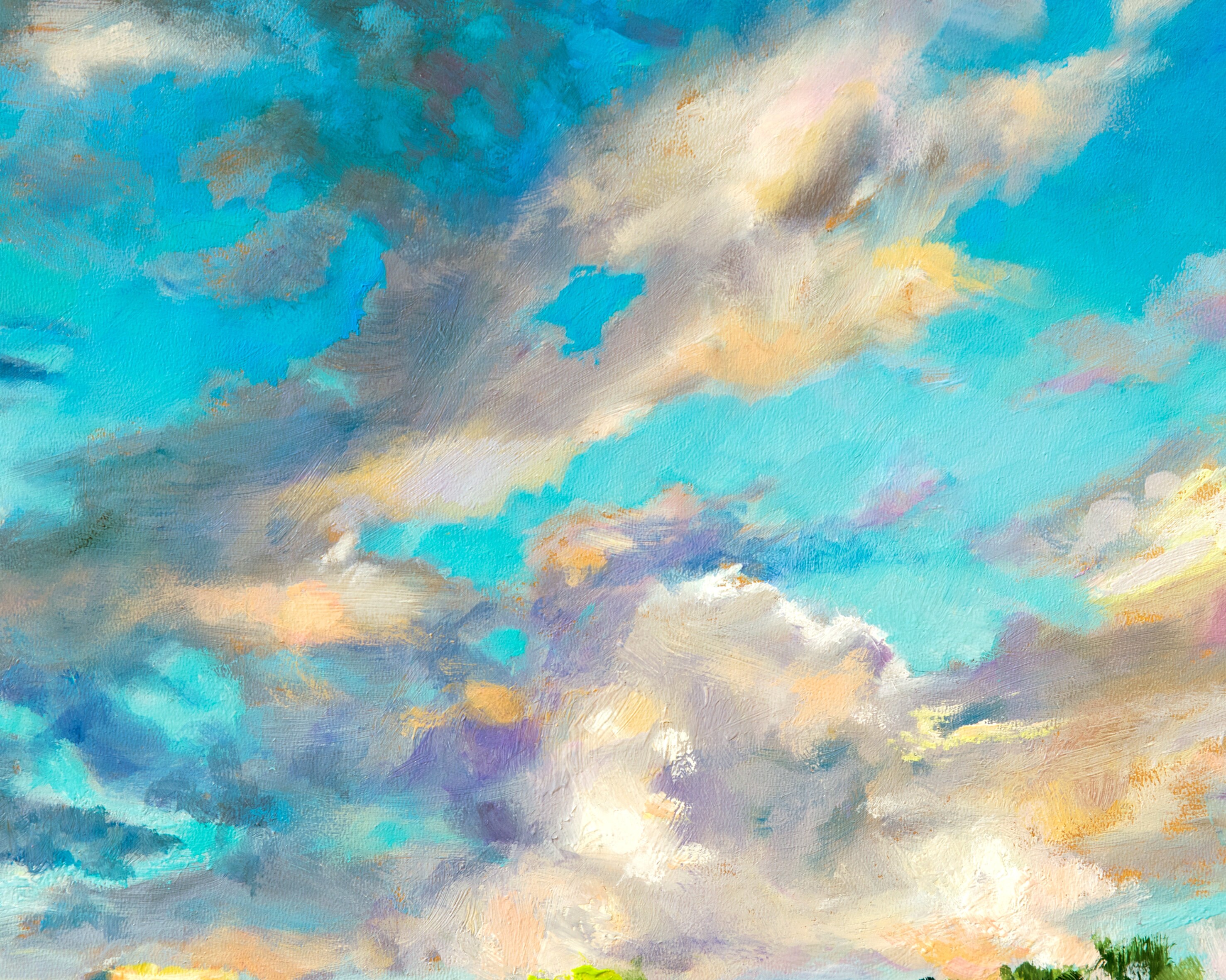 空の油絵【小春雲】1点物の油絵◇作者サイン入り 空の油絵【小春雲】1