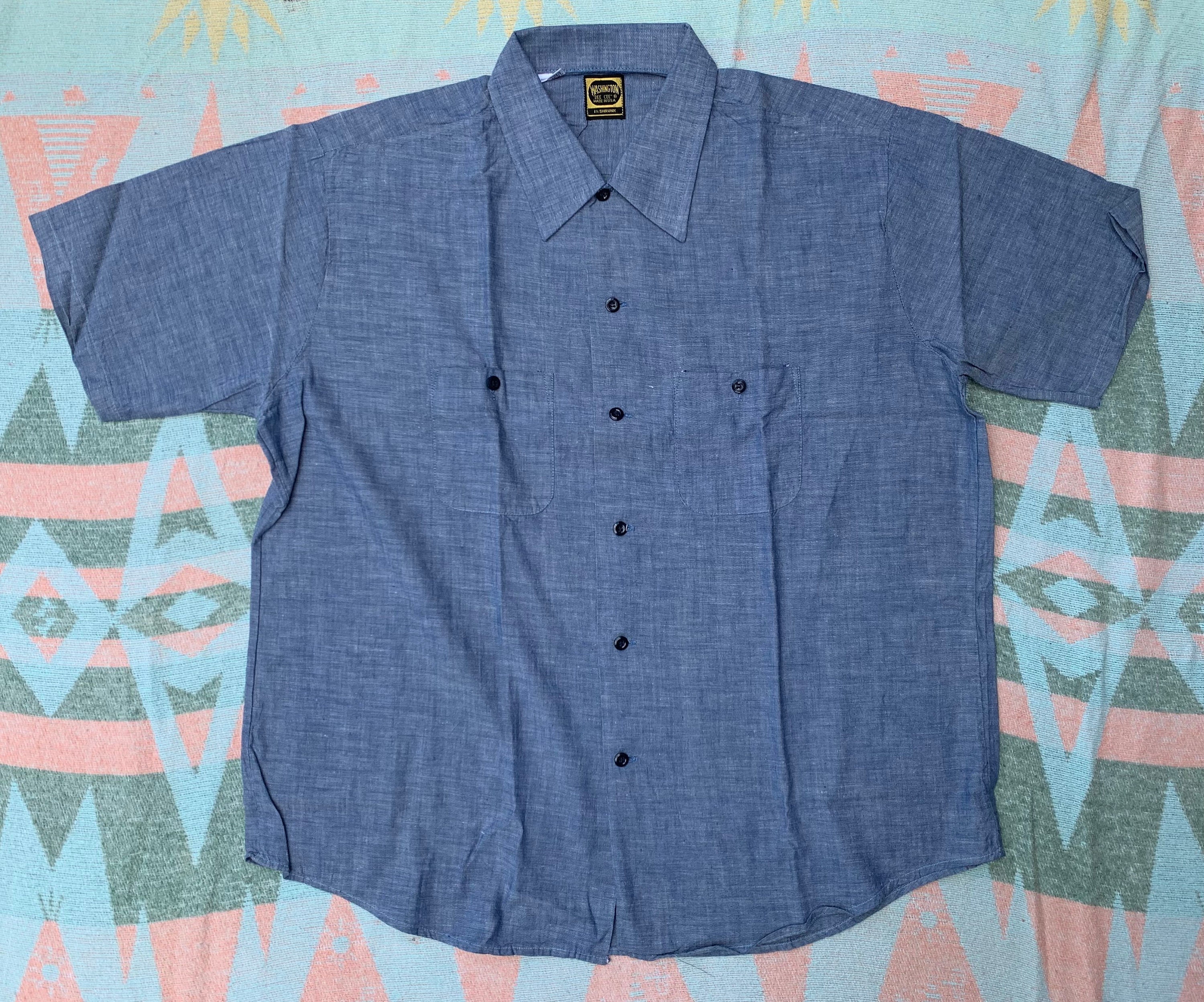 Vintage 50s-60s Men's Chambray Shirt Washington Dee Cee NOS 17-17