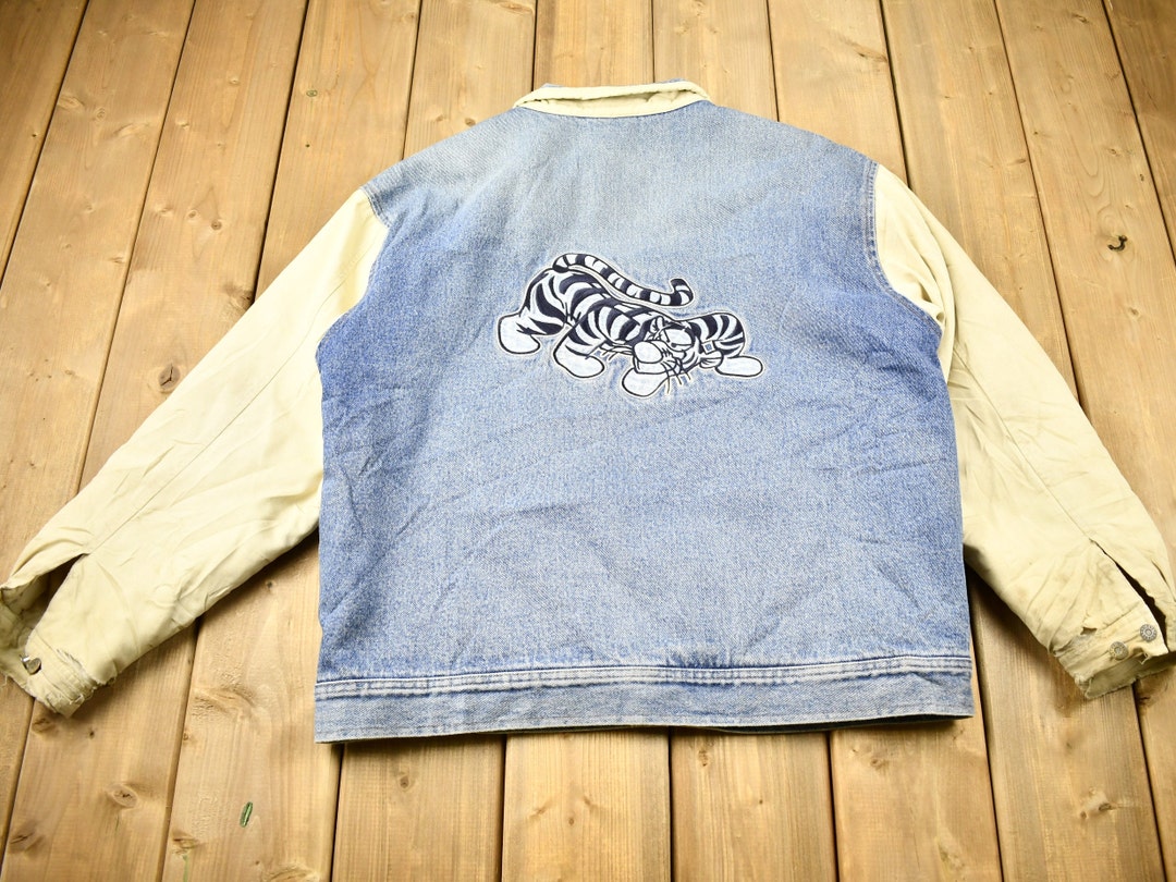 Vintage 1990s Tigger Embroidered Disney Denim Varsity Jacket