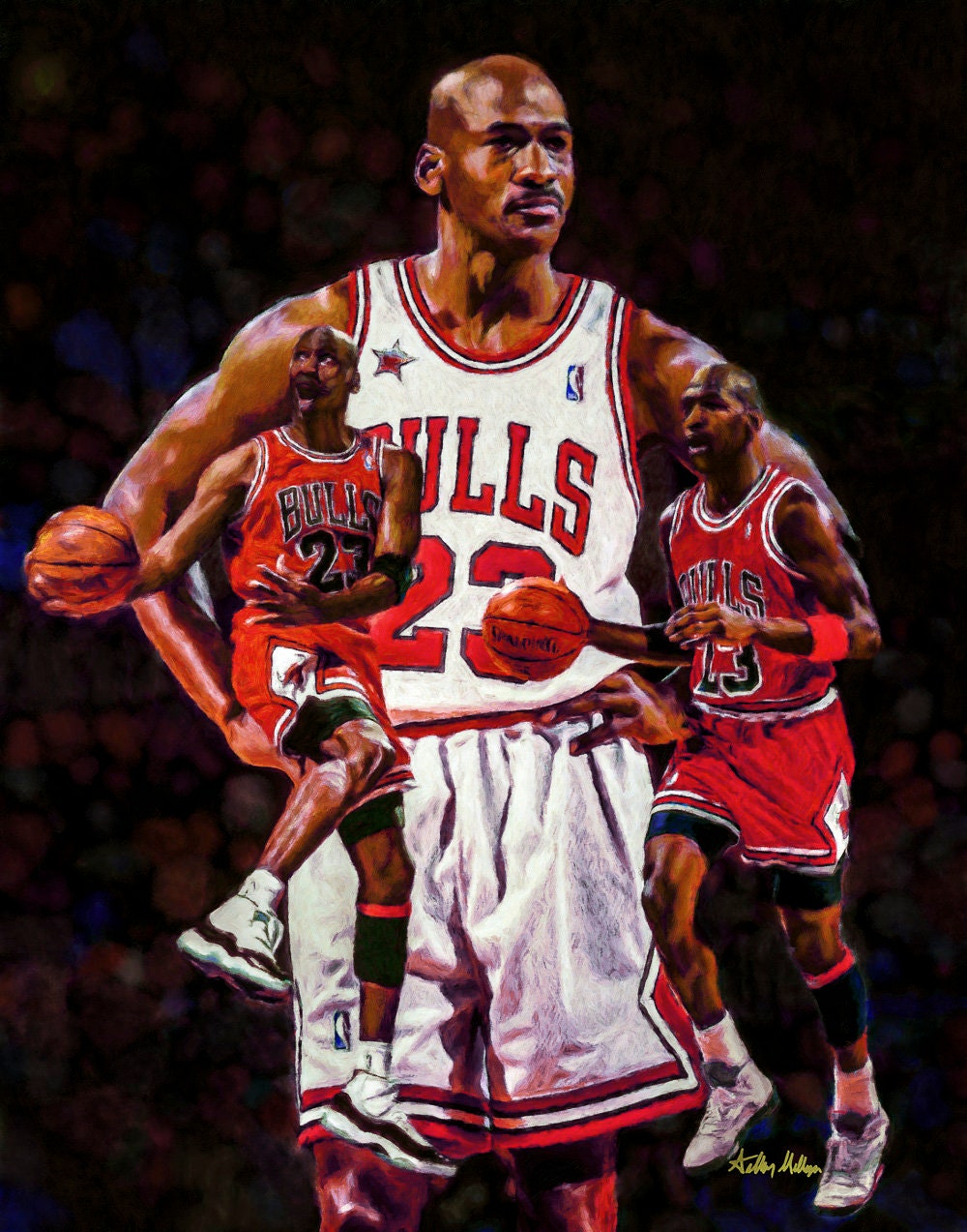 マイケル・ジョーダン シカゴ・ブルズ 3 NBA バスケットボール アート