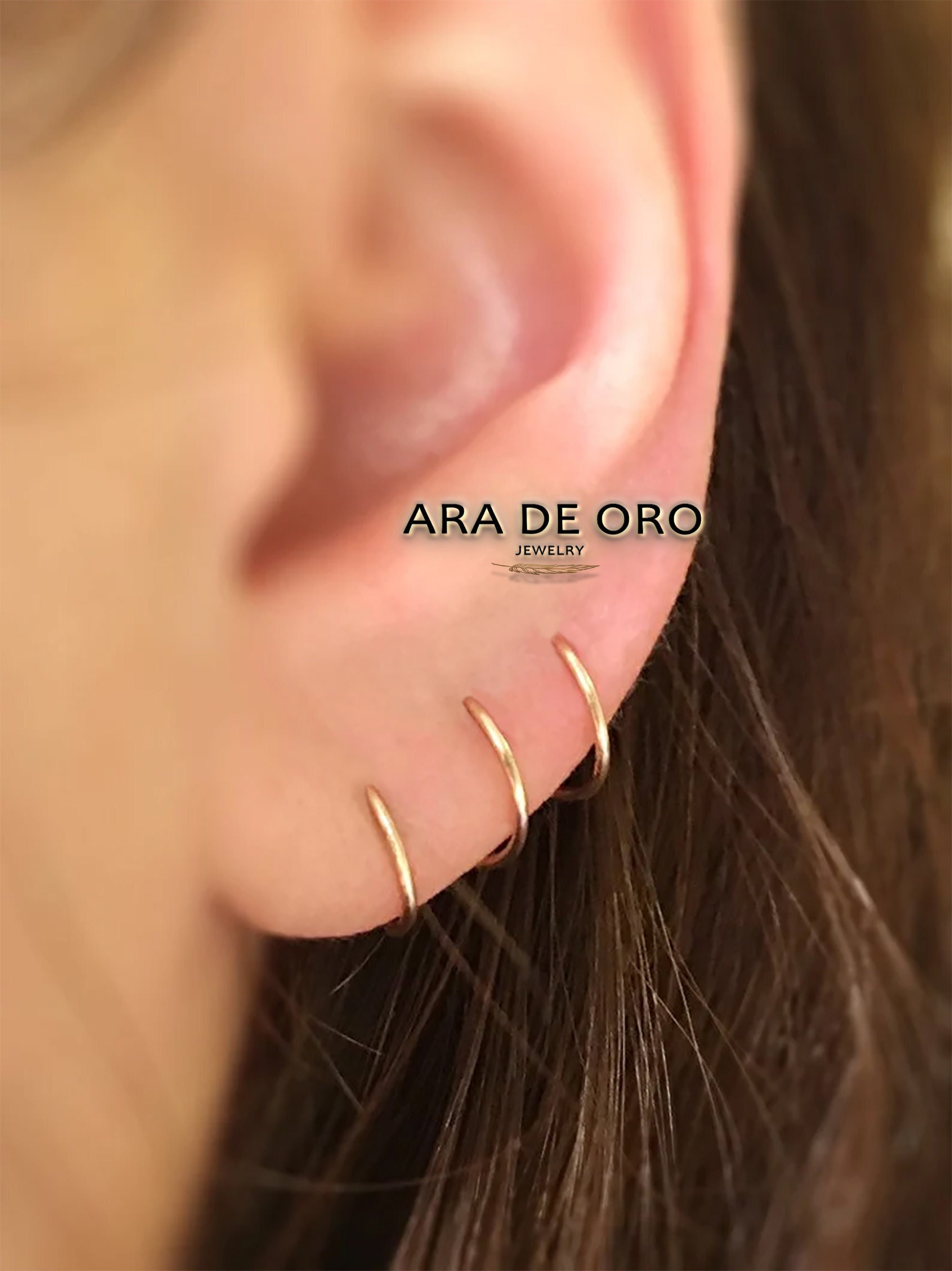 Triple Hoop Earrings, Corkscrew Earrings, Triple Lobe Earring