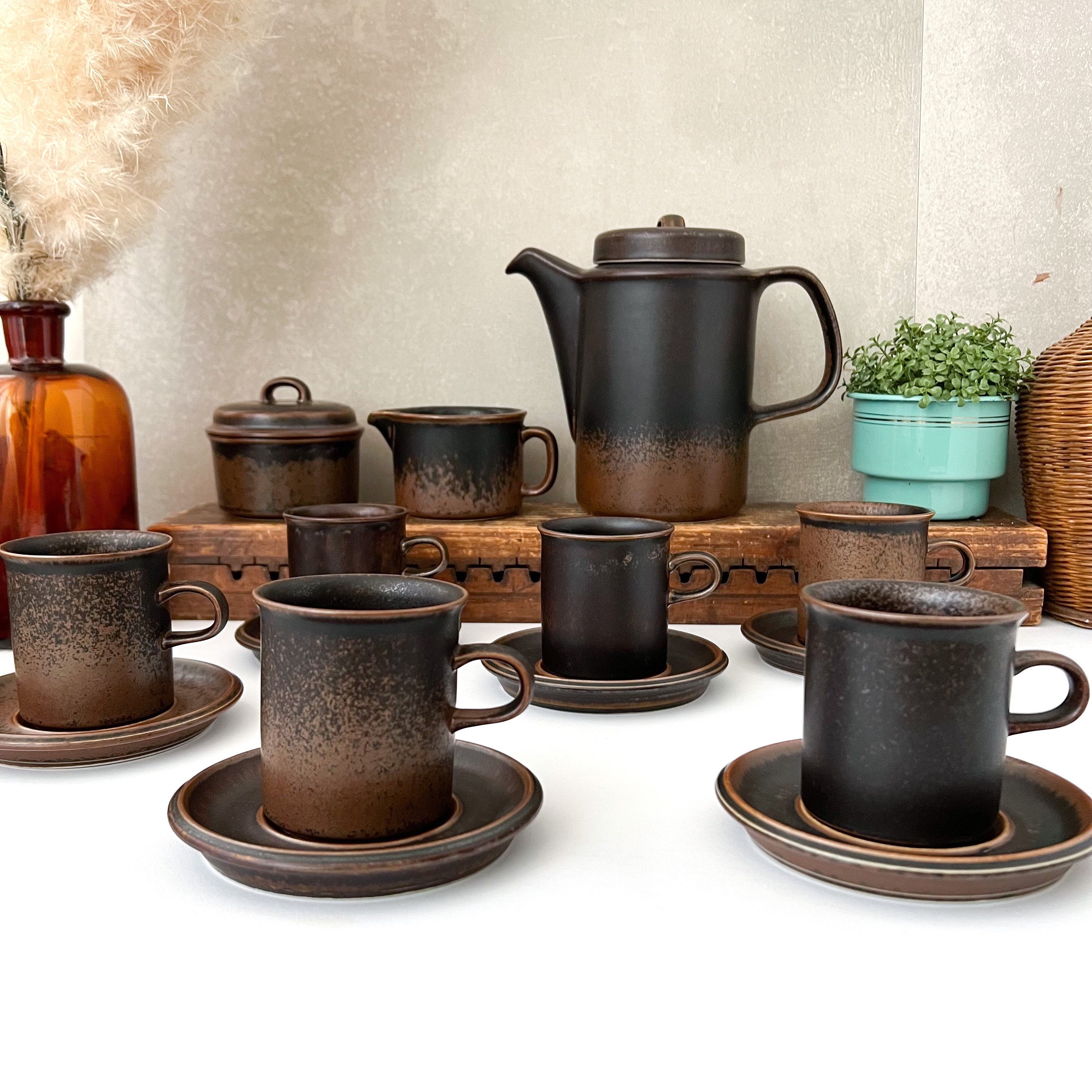 Arabia Ruska Coffee Set, Mid-century Scandinavian Tableware for