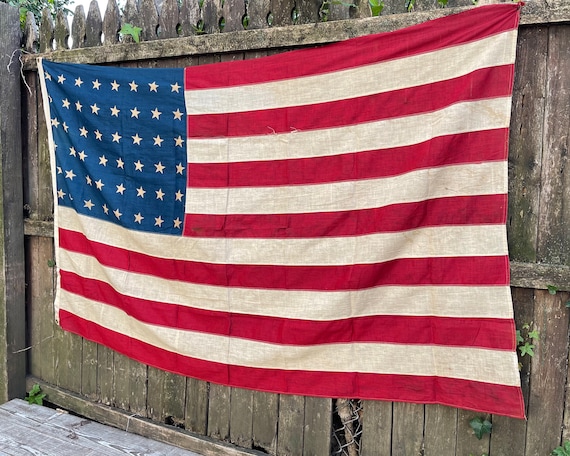 Vintage 48 Star American Flag: Distressed Americana Wall Decor