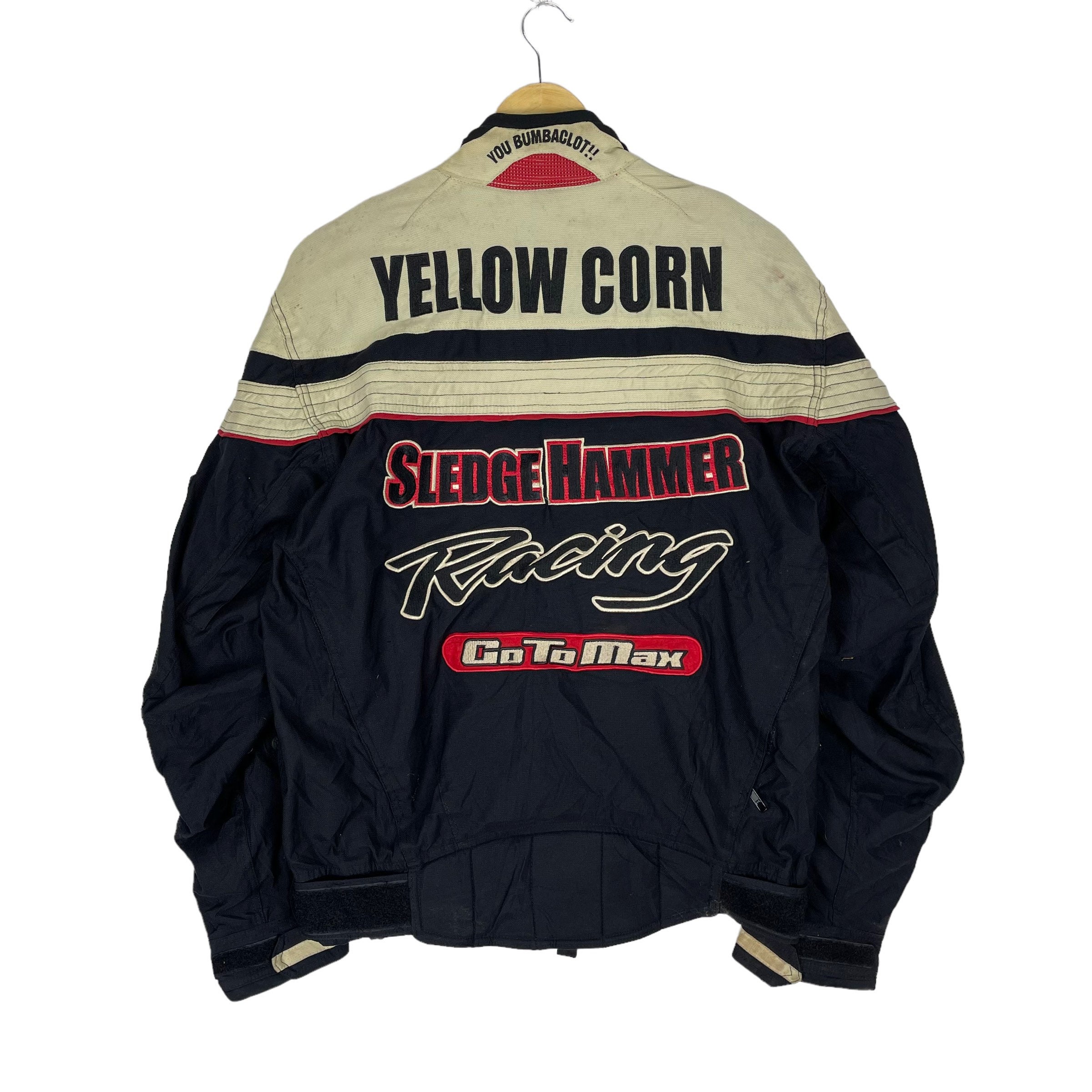 Vintage 90s Yellow Corn NHRA Bikers Sledge Hammer Racing Team