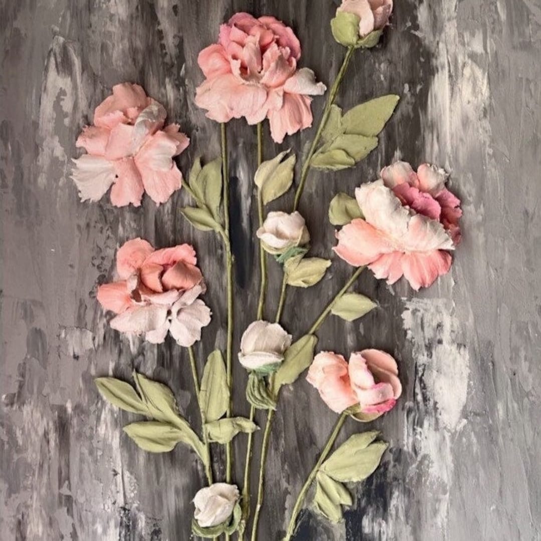 オリジナルの花の彫刻の絵画 3D絵画 壁アート 花の芸術的な彫刻 花の