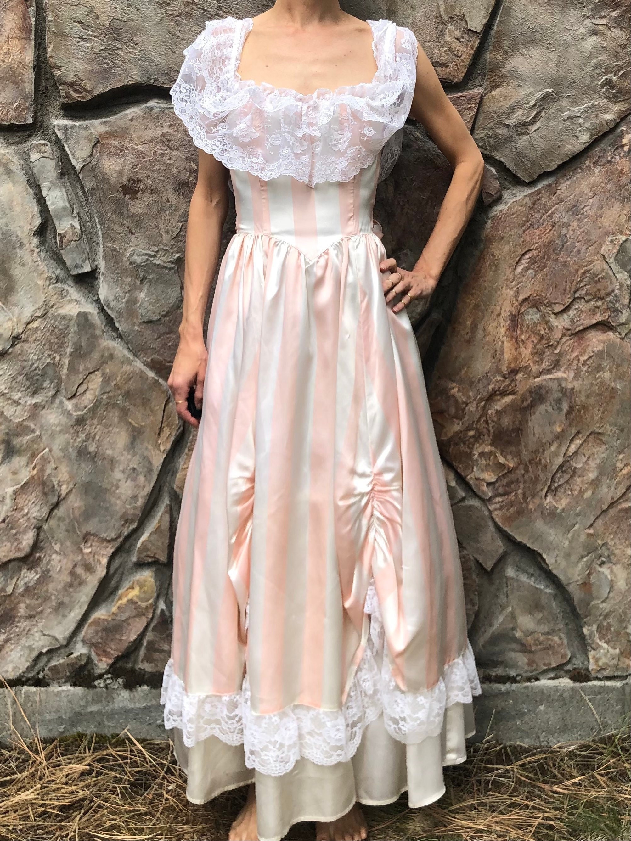 80's Gunne Sax by Jessica Mcclintock Little Bo Peep Striped