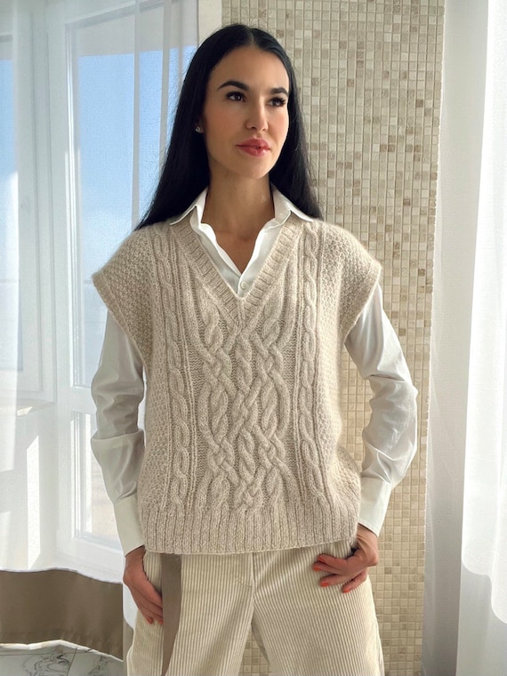 Sweater Vest Knitted Vest for Women Cable Knit Vest Sleeveless