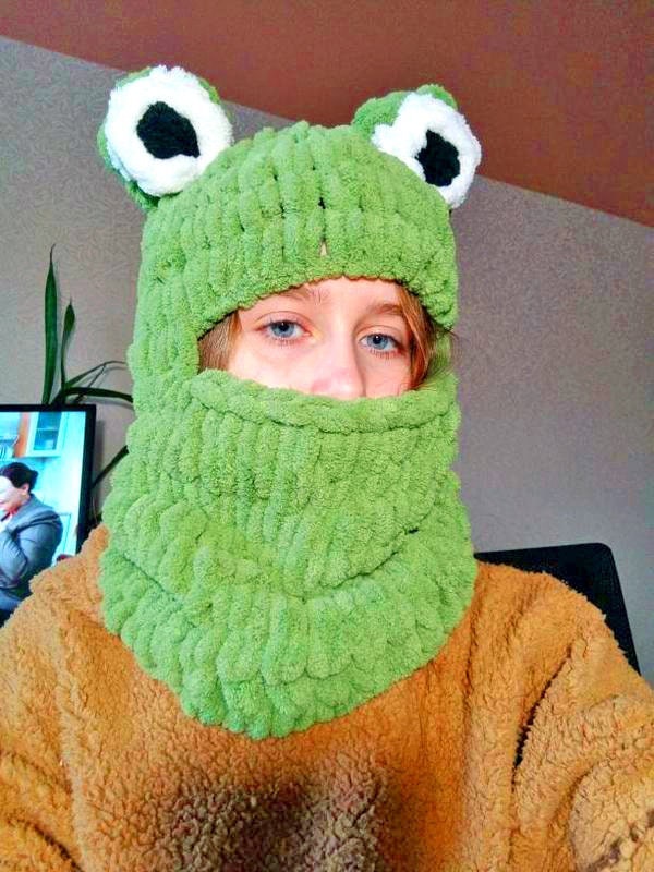 Funny Balaclava Hat Hood Frog / Warm Winter Hat / Balaclava With