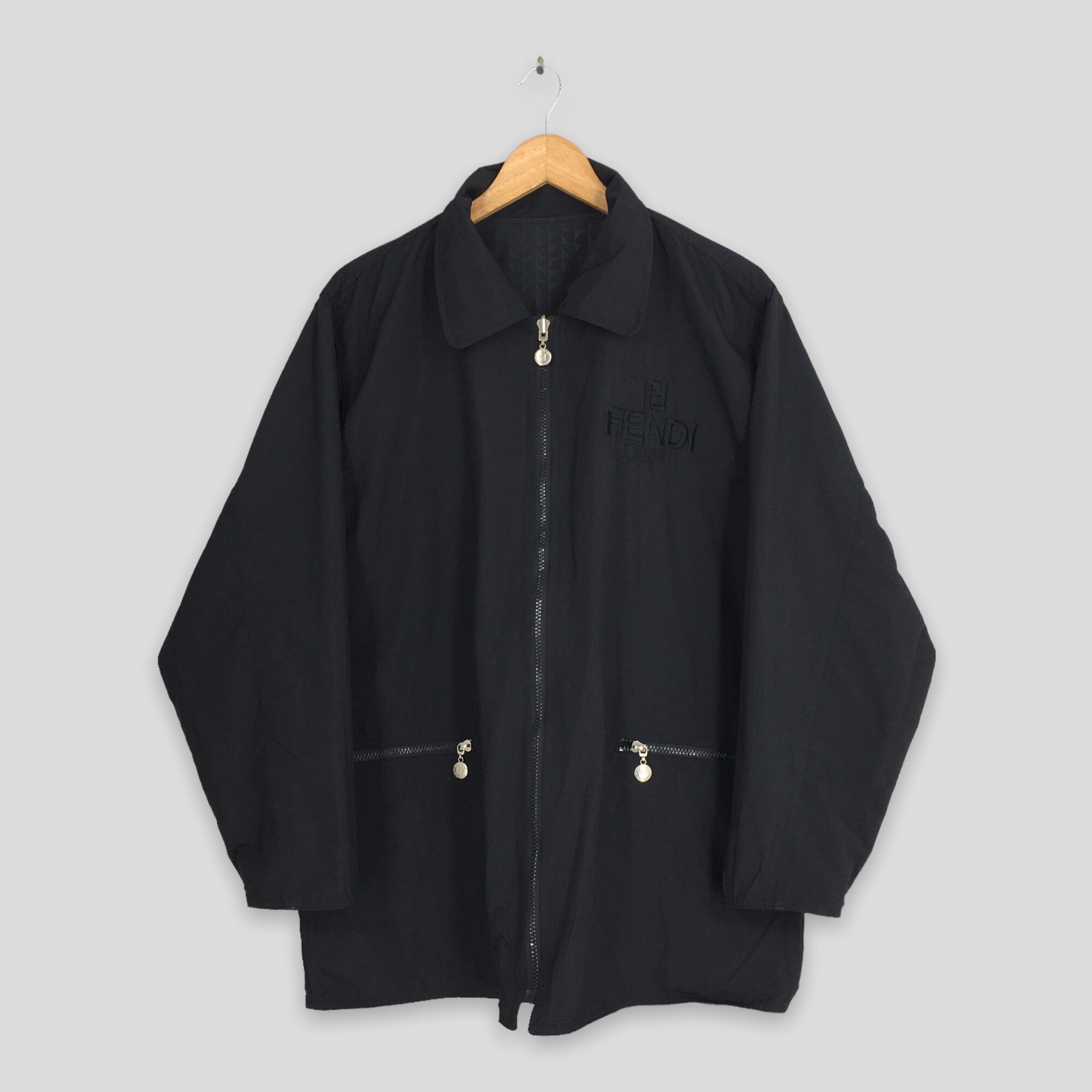Fendi Roma Monogram Black Reversible Jacket Large Vintage Fendi