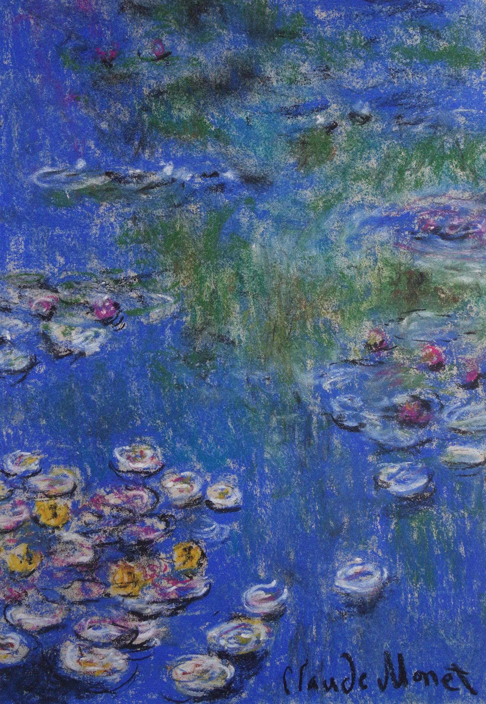 印象派の素晴らしい絵画 - 睡蓮、クロード・モネ作、署名・マーク入り