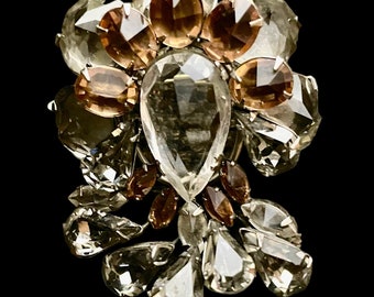 SCHREINER New York Metallic Rhinestone & Black Glass Vintage High