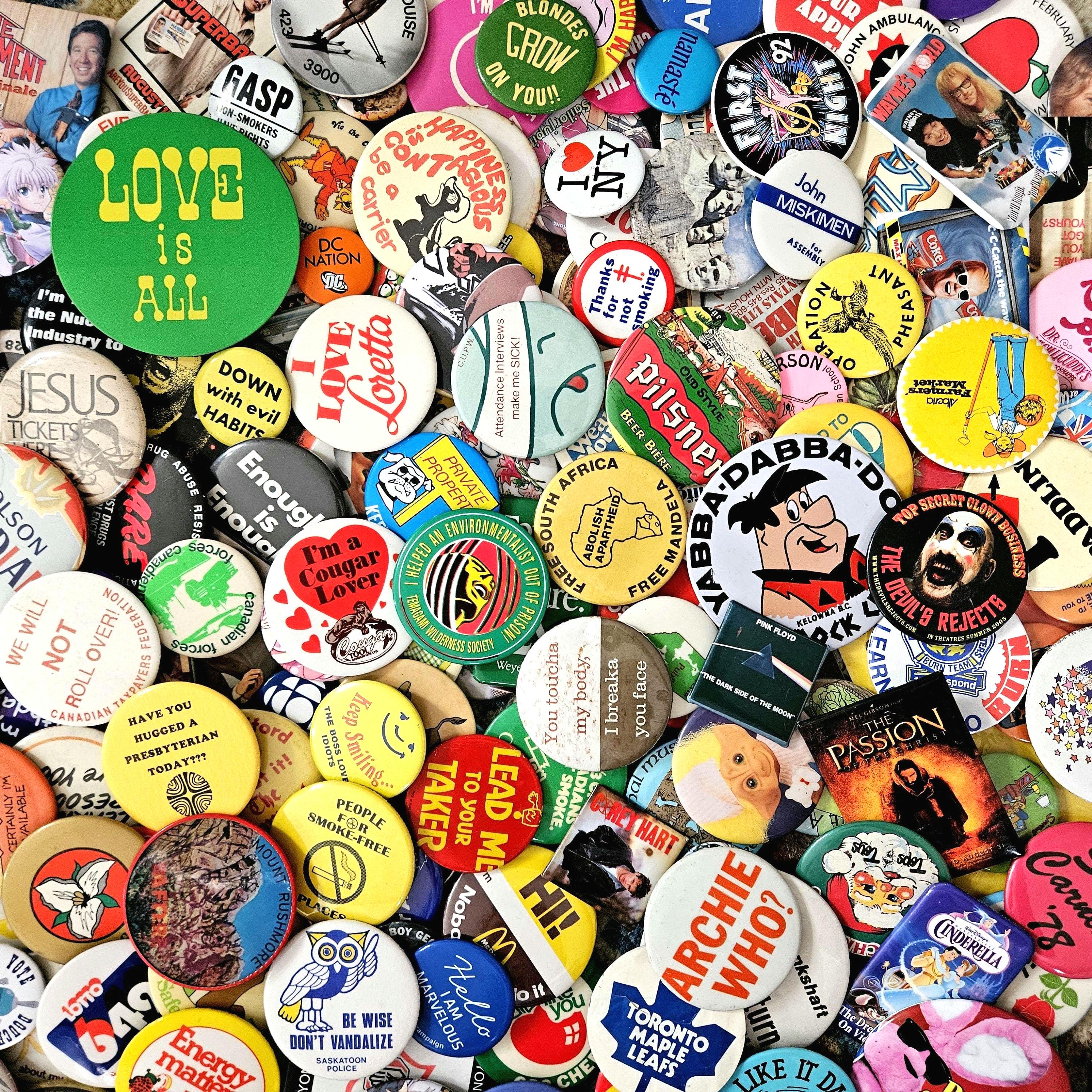 Vintage Button Pin Collection: Random Assorted Pinbacks - Etsy