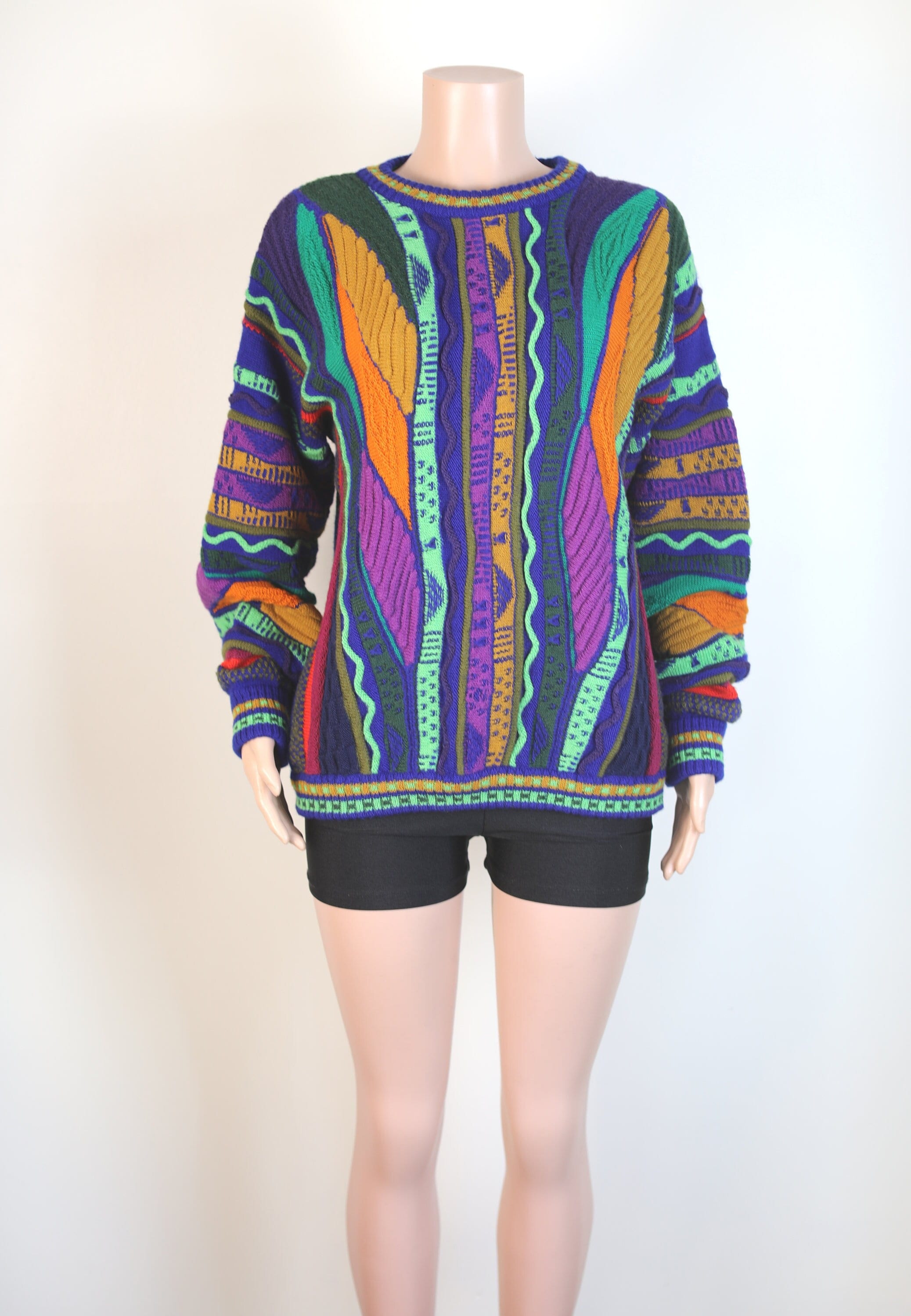 VINTAGE 90s Rainbow Textured Knit! Vintage 90s Knit, Coogi Style