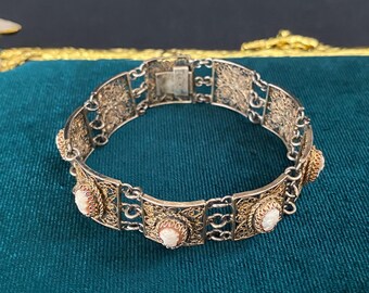 N0581 アンティークカメオ 900 シルバー フィリグリーブレスレット