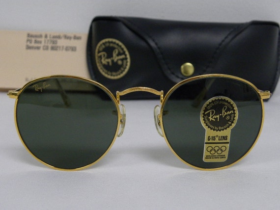 新品 ヴィンテージ B&L レイバン ラウンド メタル ゴールド G-15 49 mm