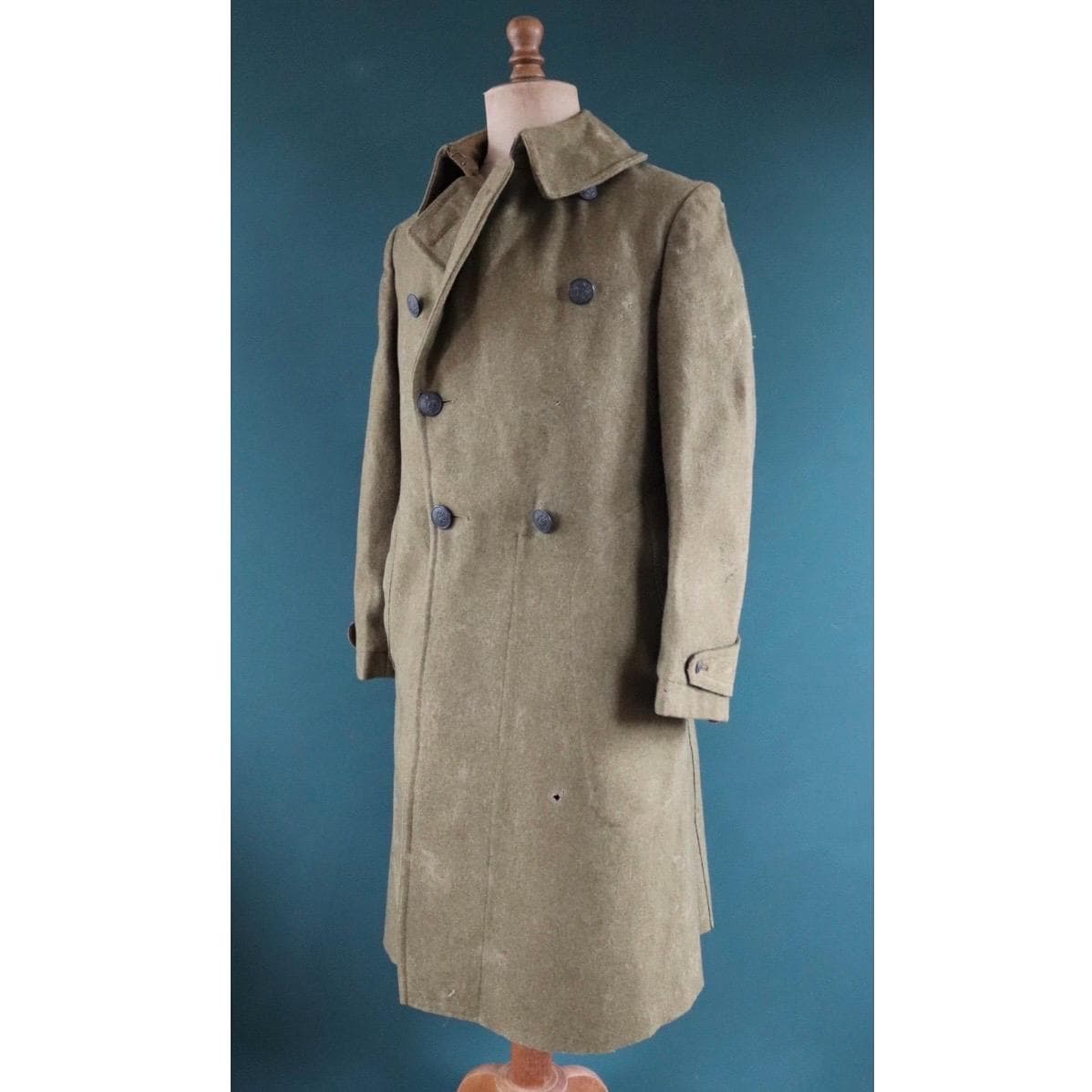 Antique WW1 US Army Wool Trench Coat - M1917 Greatcoat - 42