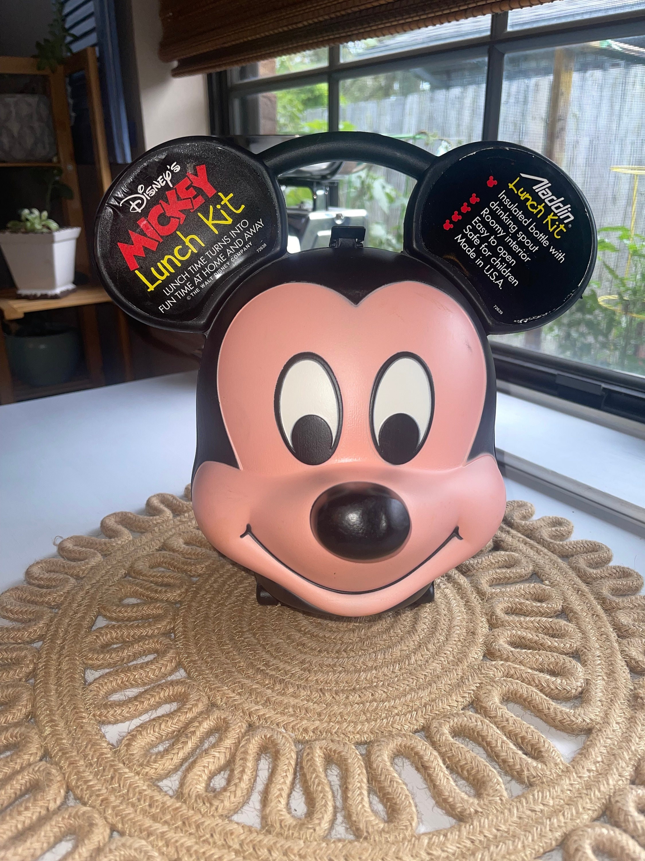 Vintage 80s Mickey Mouse Lunchbox With Thermos, Aladdin Disney