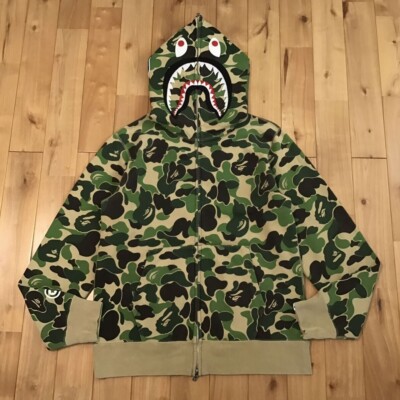 BAPE ABC camo green shark full zip hoodie A Bathing Ape Size L | eBay