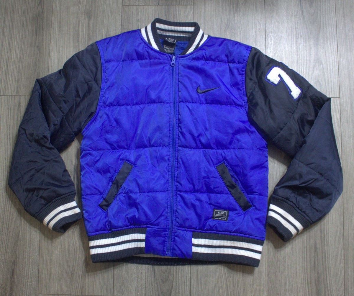 Vtg 90's Nike Athletic Puffer Jacket Retro Blue, White and Black