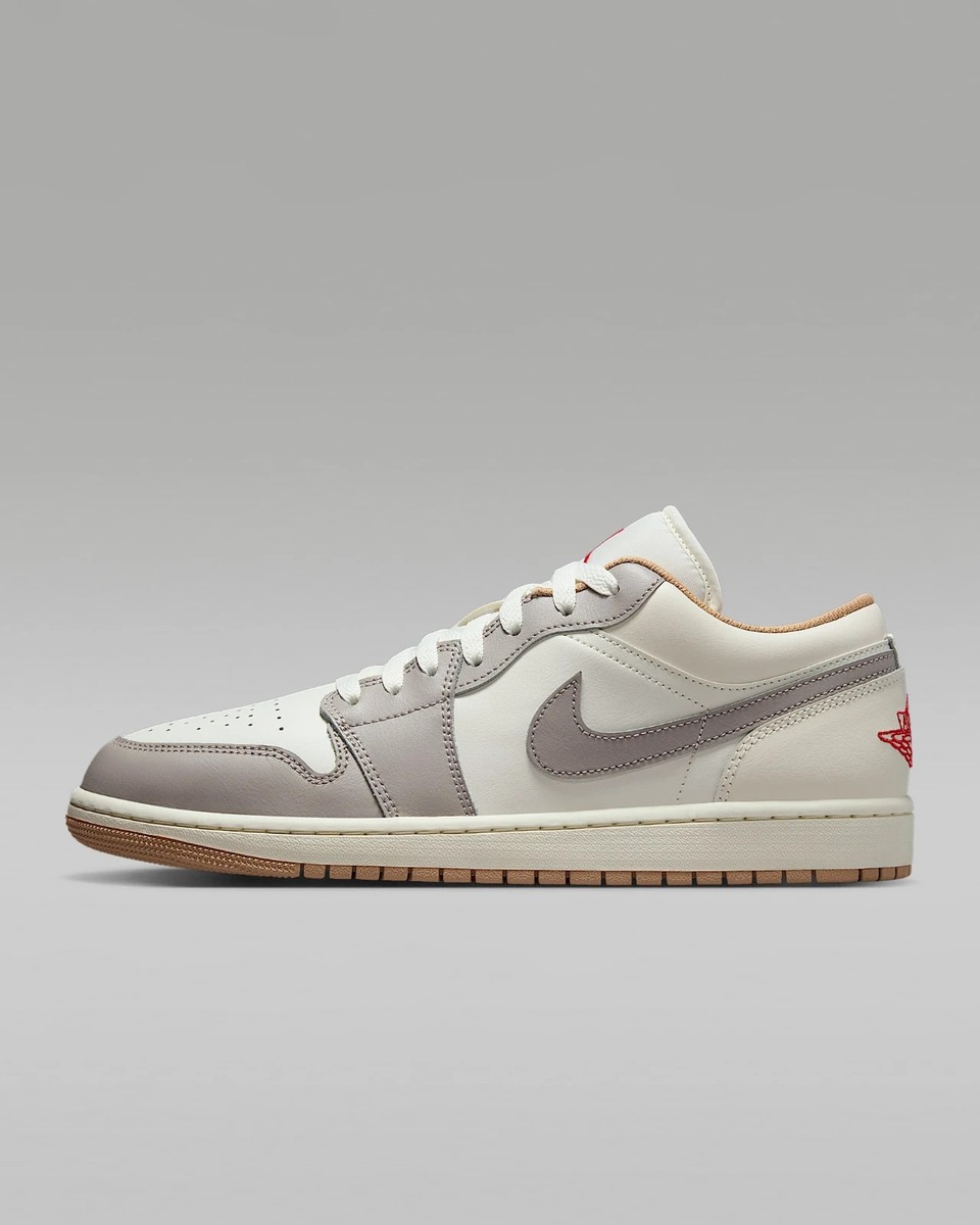 Nike Air Jordan 1 LOW 553558-169 Sail/College Gray/Hemp/Fire Red