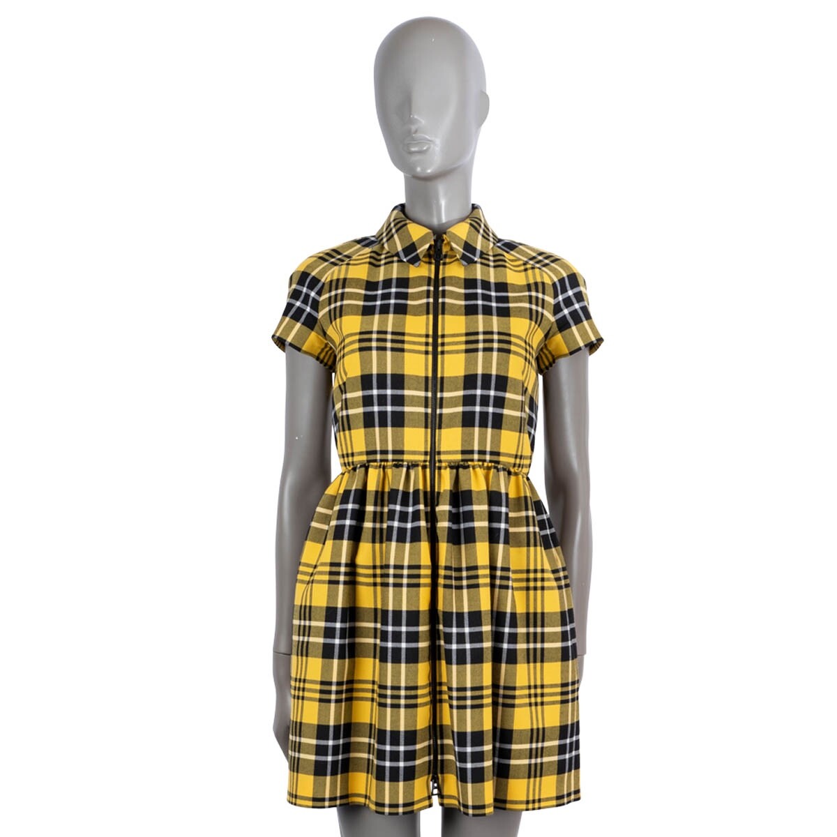 68896 auth CHRISTIAN DIOR yellow black wool 2022 CHECK'N'DIOR