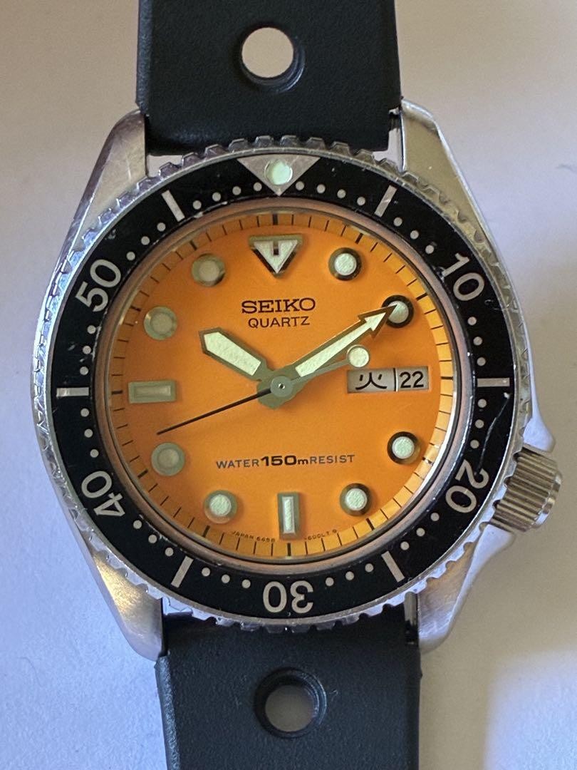 Seiko Vintage Orange Diver Quartz 6458-600A 38mm Men's Watch
