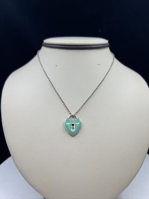 Tiffany & Co Large Turquoise 18.8x15.5mm enamel Heart Lock Keyhole