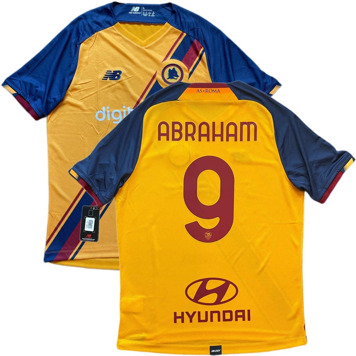 2021/22 AS Roma Third Jersey #9 Abraham Large New Balance Soccer