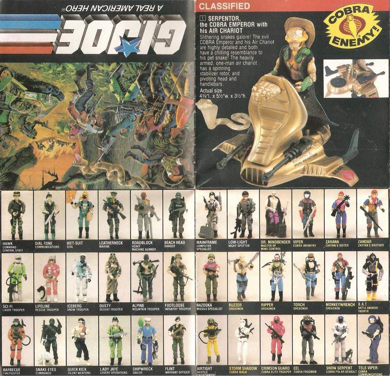 1986 GI Joe figure/vehicle CATALOG insert Tomahawk Cobra Terror