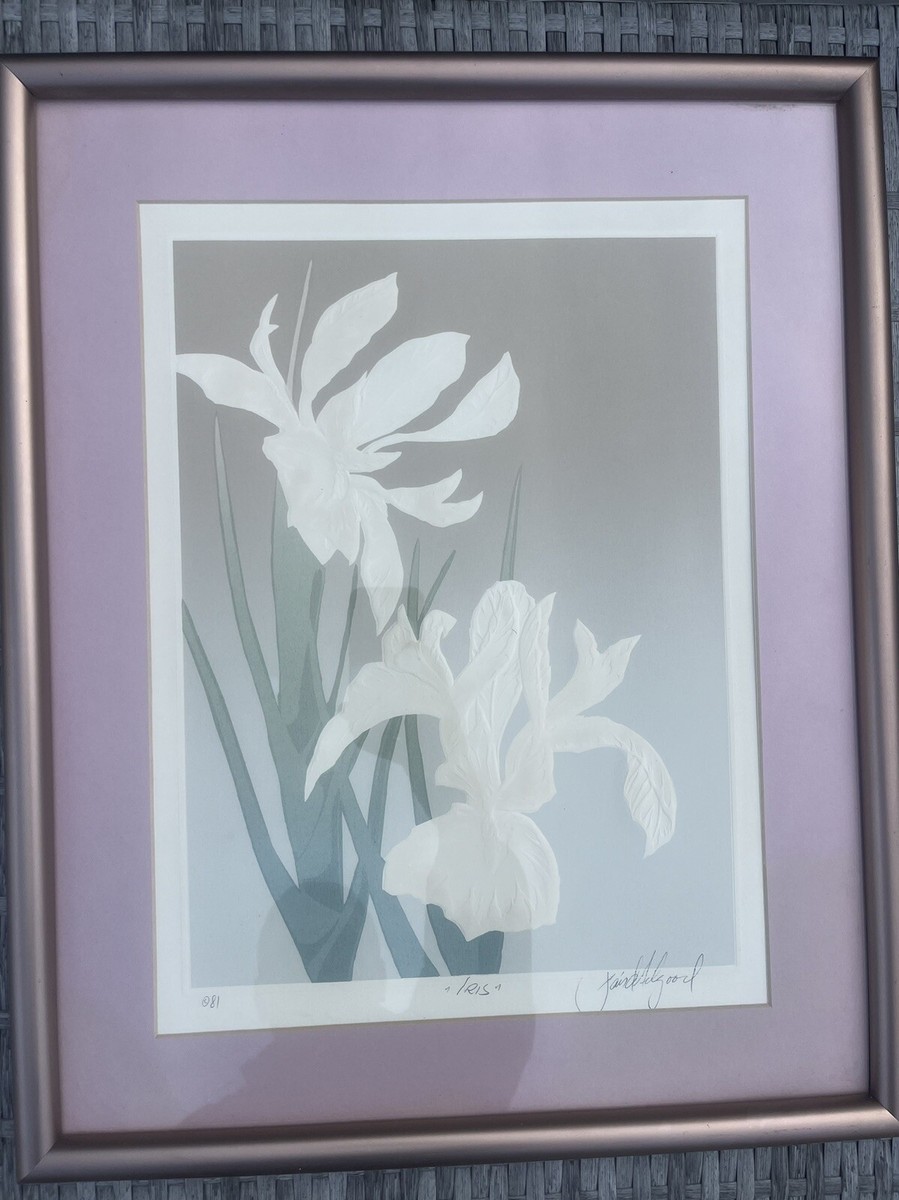 David Allgood Art “Iris” Embossed Serigraph 1984 Framed 16x20