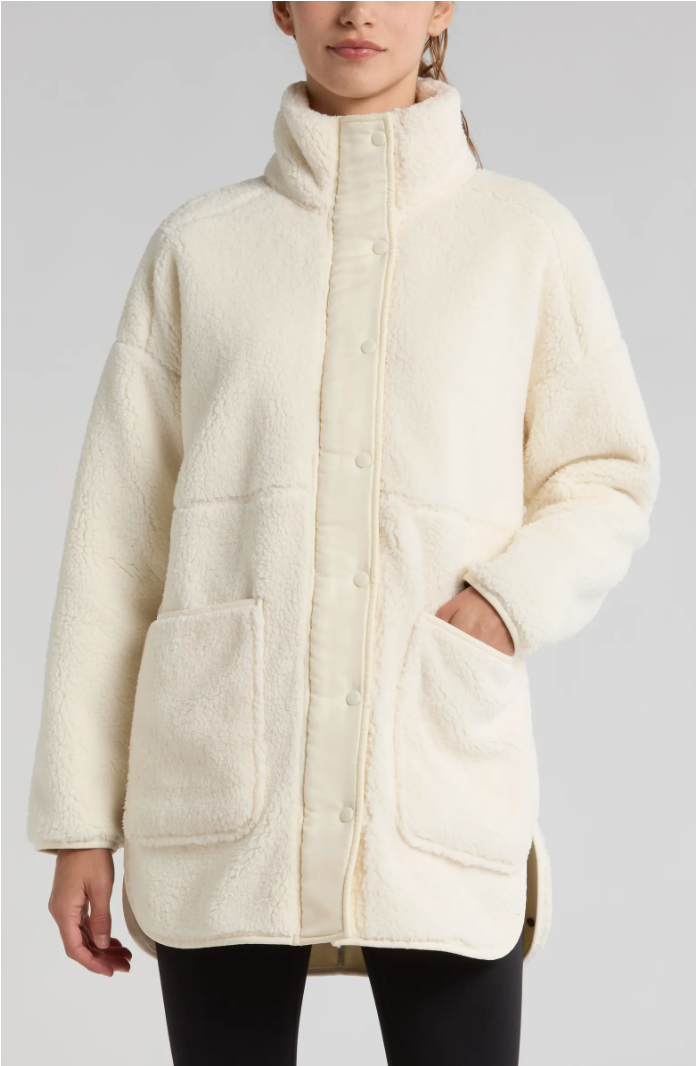 NEW, Zella Cozy Faux Shearling Jacket in Ivory SZ XL #T2962 | eBay