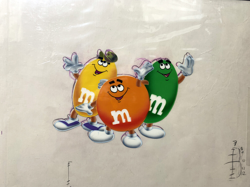 M&M'S Original advertising Animation Art pictured Yellow,Orange
