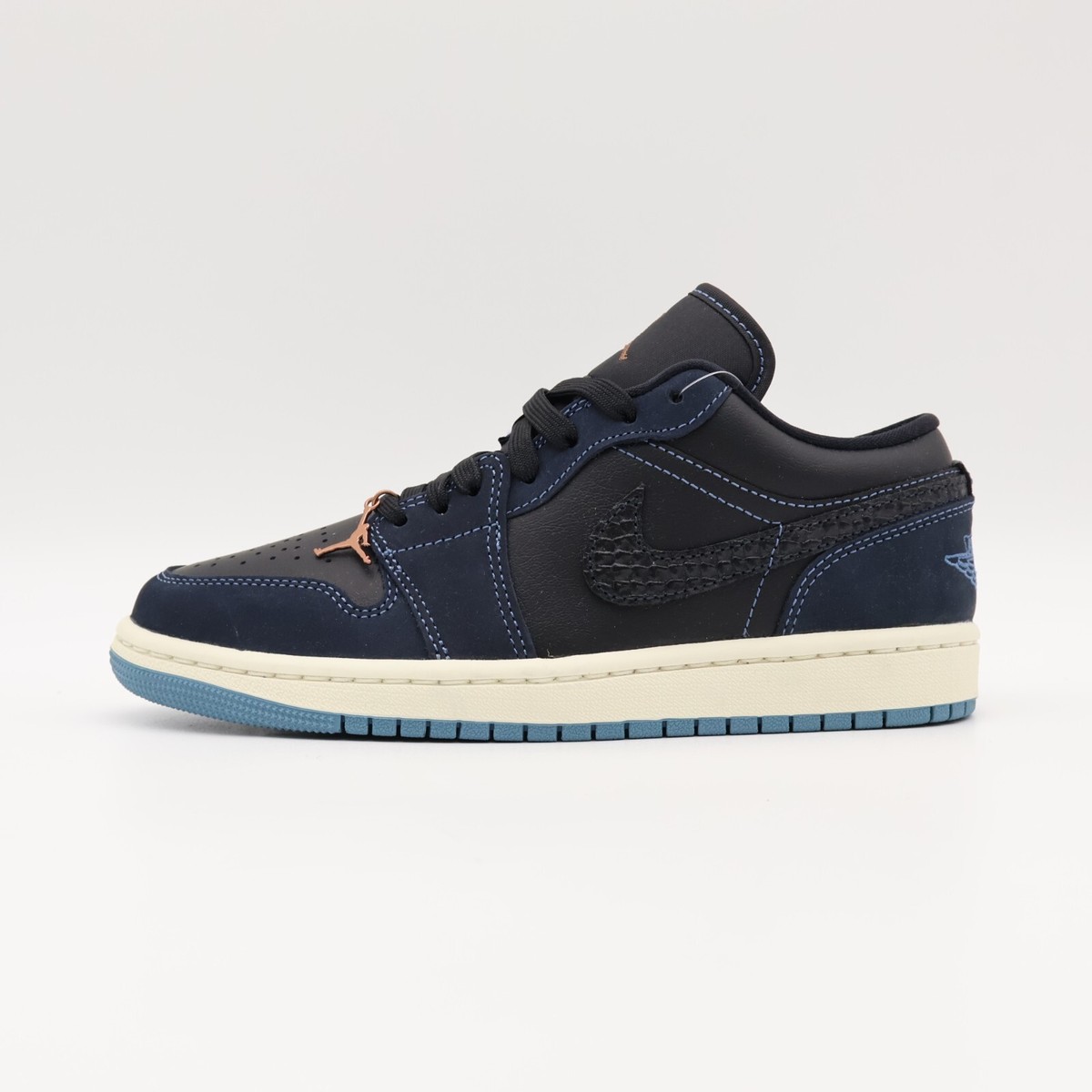 FJ5478-010 Nike Air Jordan 1 Low Navy Black Snakeskin Dark