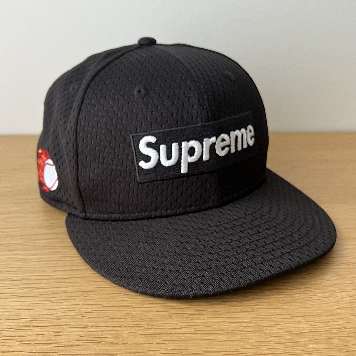 Supreme x New Era Mesh Black Box Logo 7 1/8 Fitted Hat Cap SS 2018
