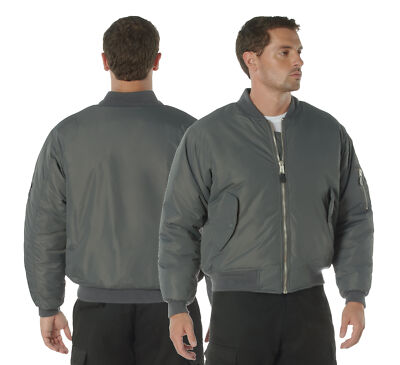Gunmetal Grey Enhanced Nylon MA-1 Flight Jacket Reversible Bomber