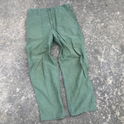 Vintage 1960 Vietnam War Chino Khaki Pants Distressed Worn Faded